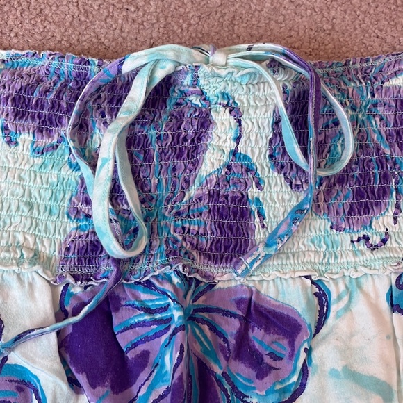 JUSTICE Girls Floral Purple and Blue Strapless Top Size 18 - Picture 2 of 5